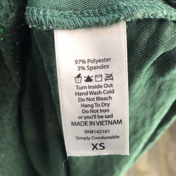 CHRISTMAS WOMEN DRESS Green Holiday Sparkly Dress LuLaRoe Carly Hi/Low XSmall - Picture 9 of 9